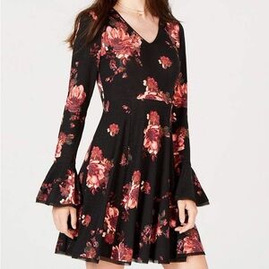 American Rags Long Flare Sleeve Floral Dress